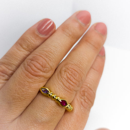 Anillo Ajustable Destellos Oro Laminado 18K