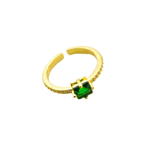 Anillo Ajustable Esmeralda Brillante Oro Laminado 18K