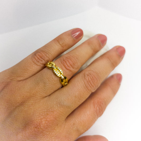 Anillo Ajustable Eslabón Brillante Oro Laminado 18K