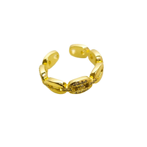Anillo Ajustable Eslabón Brillante Oro Laminado 18K
