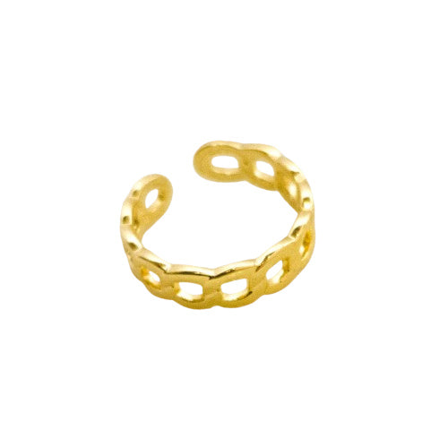 Anillo Ajustable Cadena Minimalista Oro Lamimado 18k