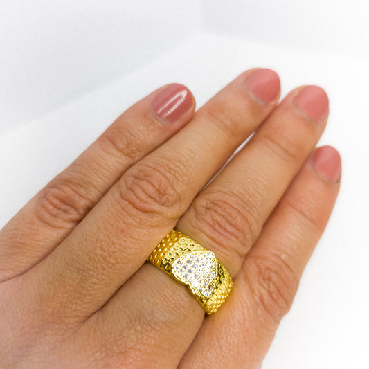 Anillo Ajustable Corazón Radiante – Oro Laminado 18K