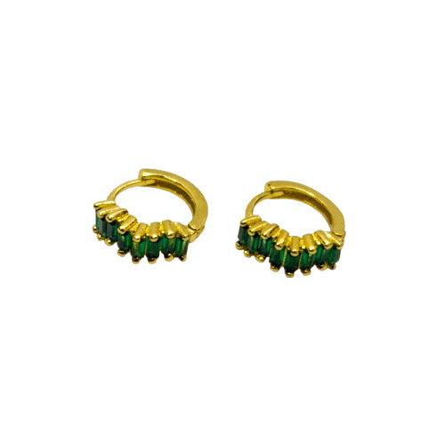 Aros Esmeralda Brillo Oro Laminado 18K