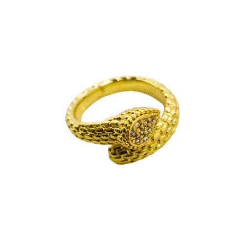 Anillo Ajustable Serpiente con Circones Oro Laminado 18k