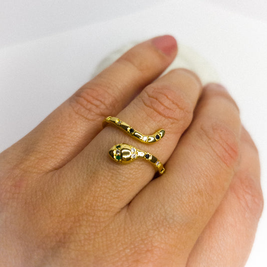 Anillo Ajustable Serpiente de Luz Oro Laminado 18K