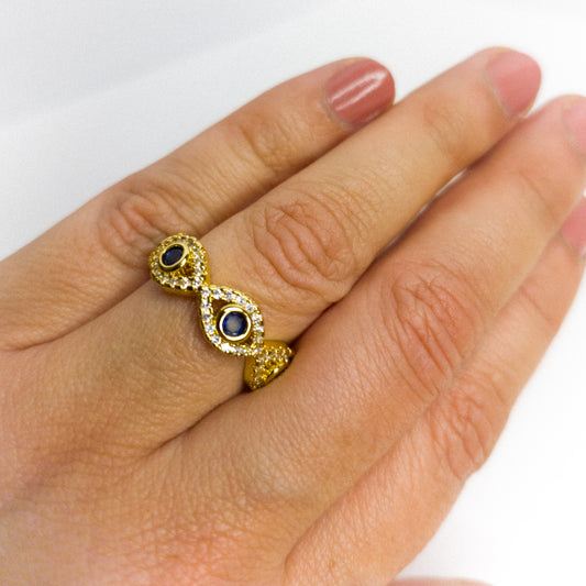 Anillo Ajustable Amuleto Ojo Turco Oro Laminado 18k
