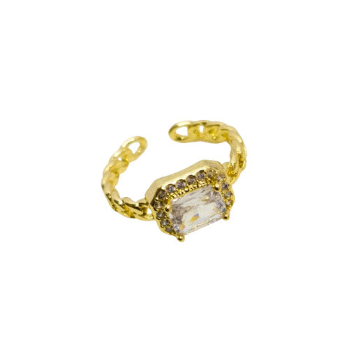 Anillo Ajustable Cristal Radiante Oro Laminado 18K