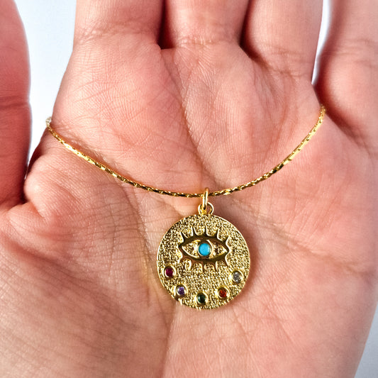 🧿 Collar Ojo Protector Multicolor | Oro Laminado 18K