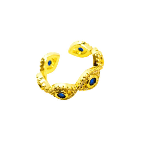 Anillo Ajustable Amuleto Ojo Turco Oro Laminado 18k