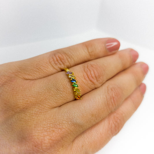 Anillo Ajustable Arcoiris Oro Laminado 18k