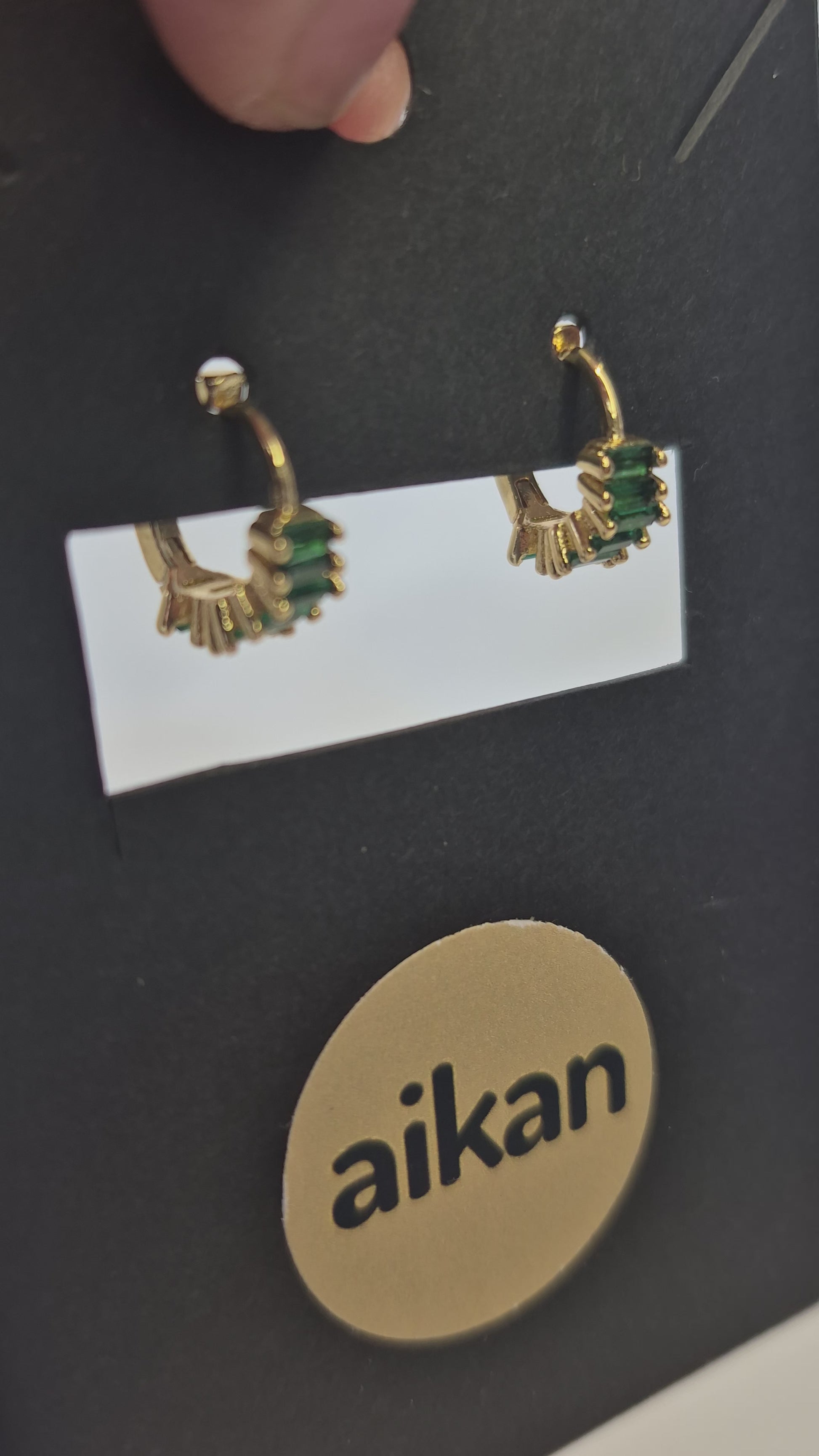Aros Esmeralda Brillo Oro Laminado 18K
