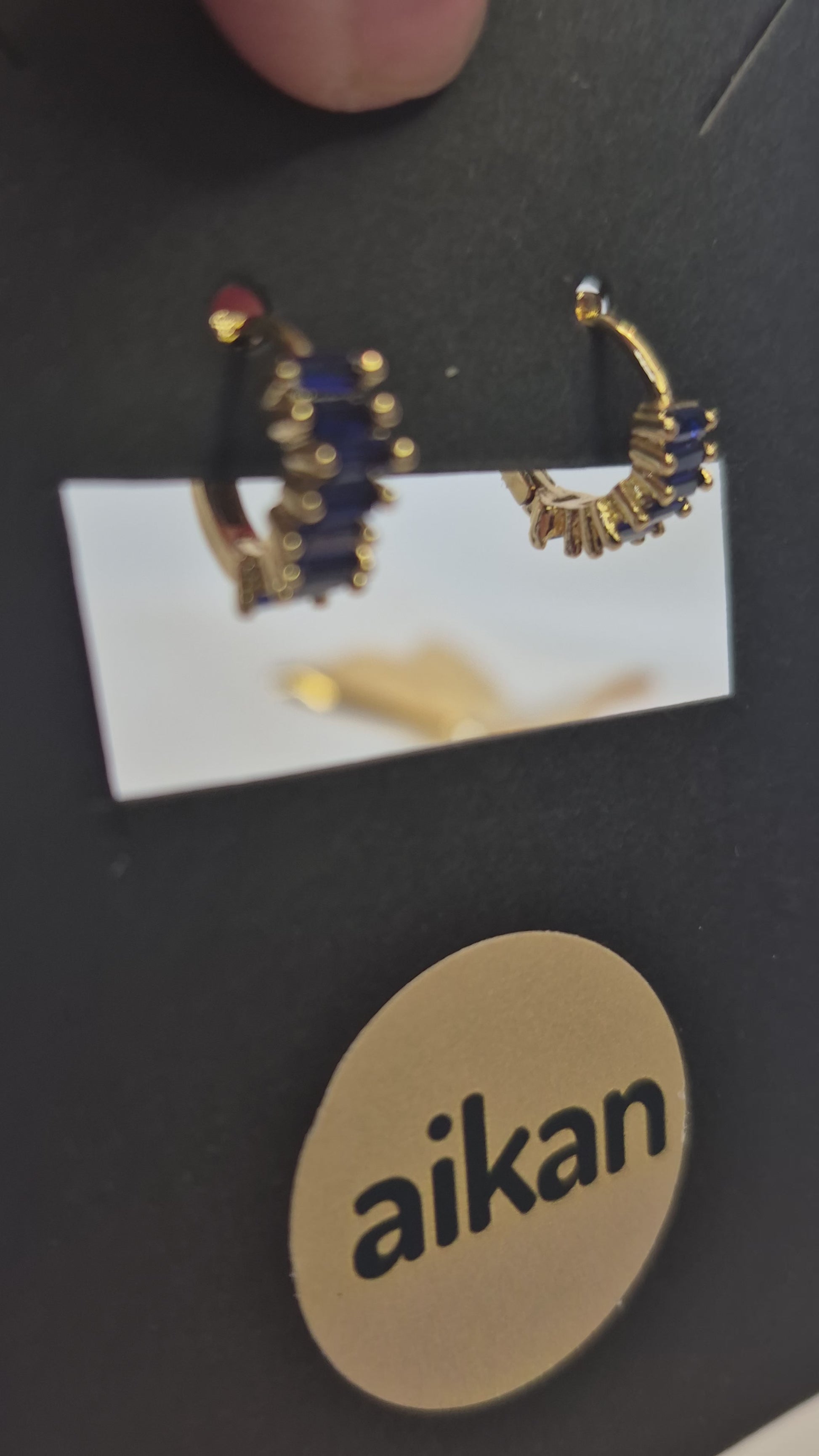 Aros Azul Brillo Oro Laminado 18K