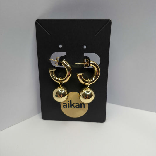 Aros Luna | Argolla con Esfera Oro Laminado 18K ✨