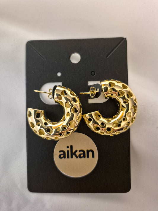 Aros Aura | Argolla Corazones Oro Laminado 18K ✨