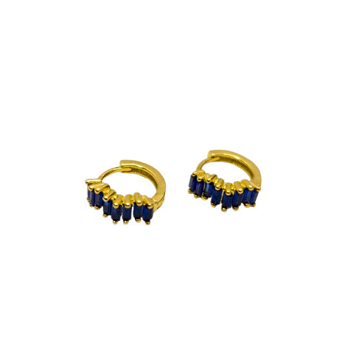 Aros Azul Brillo Oro Laminado 18K