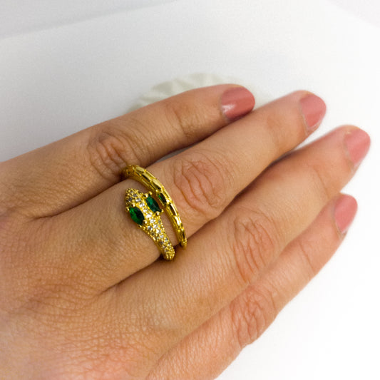 Anillo Ojo Esmeralda Oro Laminado 18K