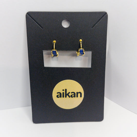 Aros Azul Brillo Oro Laminado 18K