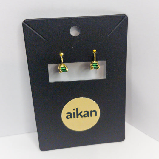 Aros Esmeralda Brillo Oro Laminado 18K