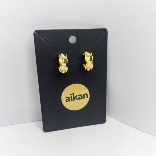 Aros Elisa | Argolla con Perlas Oro Laminado 18K✨️