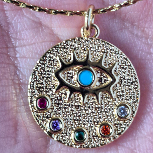 🧿 Collar Ojo Protector Multicolor | Oro Laminado 18K
