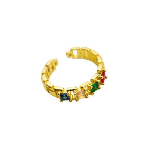Anillo Ajustable Arcoíris Brillante Oro Laminado 18K