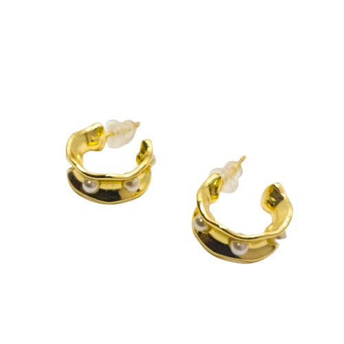 Aros Elisa | Argolla con Perlas Oro Laminado 18K✨️