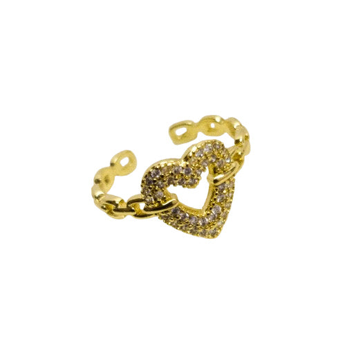 Anillo Ajustable Corazón Unido Oro Laminado 18K