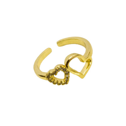 Anillo Ajustable Doble Corazón Oro Laminado 18K