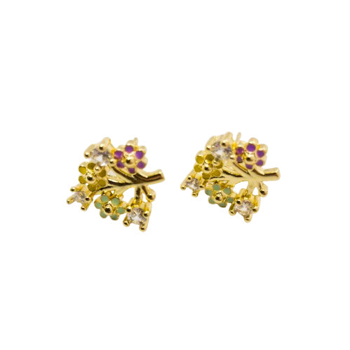 Aros Ramo de Flores Oro Laminado 18K✨️