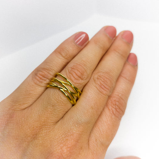 Anillo Ajustable Trenzado Oro Laminado 18K