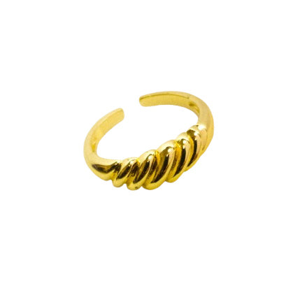 Anillo Ajustable Ondas Doradas Oro Laminado 18k
