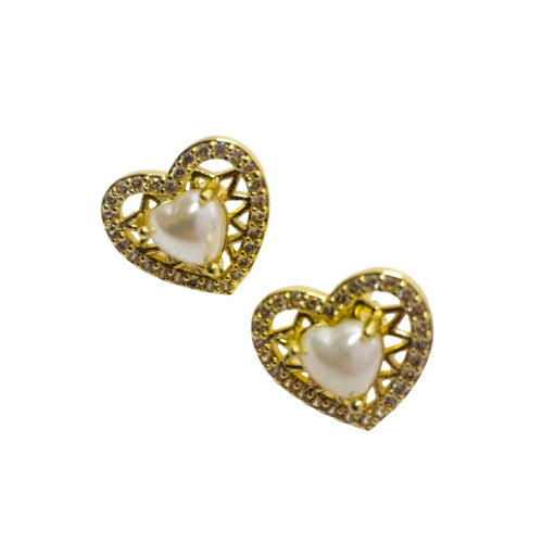 Aros Valentina | Corazón Brillante Oro Laminado 18K✨️