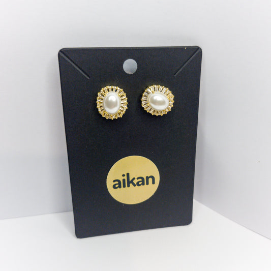 Aros Bianca | Perla con Circonitas Oro Laminado 18K✨️