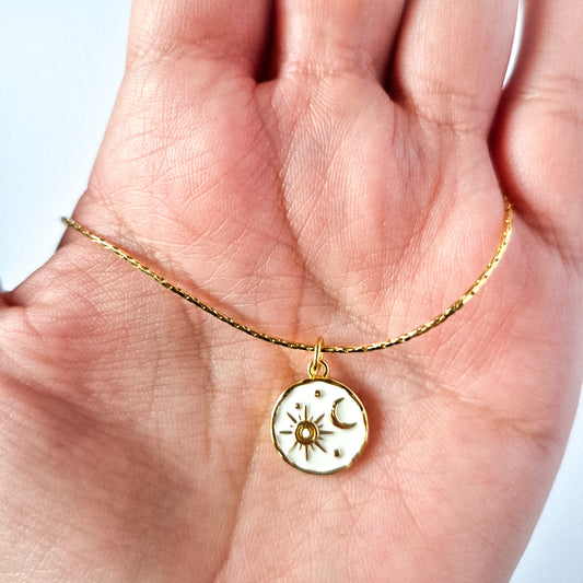 ☀️🌙 Collar Sol & Luna Blanco | Oro Laminado 18K