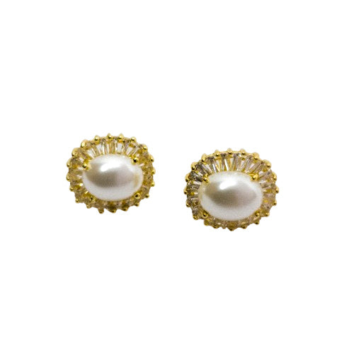 Aros Bianca | Perla con Circonitas Oro Laminado 18K✨️